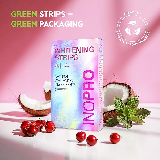 Teeth Whitening Strips 21 Treatments Kit - Teeth Whitener, Peroxide Free, Enamel Safe Green Whitestrips, Deep Stains Removal - Instant Teeth Whitening Without The Harm (42 Strips)-Ruum Studio Home