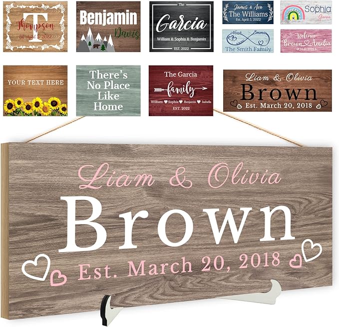 Custom Wood Sign Prsonalized Text Business Home Decor, Personalized Rustic Plaque Board Hanging Wooden Name Sign for Wall Art, Customized Signs Plank Decoration Gifts for Wedding Family Farmhouse Kitchen, Rectangle-Ruum Studio Home