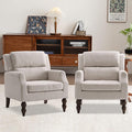 Kidol & Shellder Beige Oversized Accent Chair for Living Room Set of 2 Modern Reading Chair with Back Wide Upholstered Comfy Single Sofa Chair for Bedroom Lounge Side Corner Boucle Fabric Armchair-Ruum Studio Home
