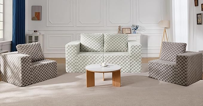 Modular Sectional Sofa 2 Seater Loveseat Modular Couch with Deep Seat Memory Foam Cloud Sofa Chair with Pillows Oversized Sectional Sofa for Living Room Bedroom (Plush GREYOLIVE, Loveseat)-Ruum Studio Home