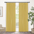 Macochico 100% Blackout Pinch Pleated Linen Curtains Thermal Window Treatments Sound Reducing Curtains for Bedroom Living Room Yellow Farmhouse Burlap Drapes with Tieback 52”Wx63”L 1 Panel-Ruum Studio Home
