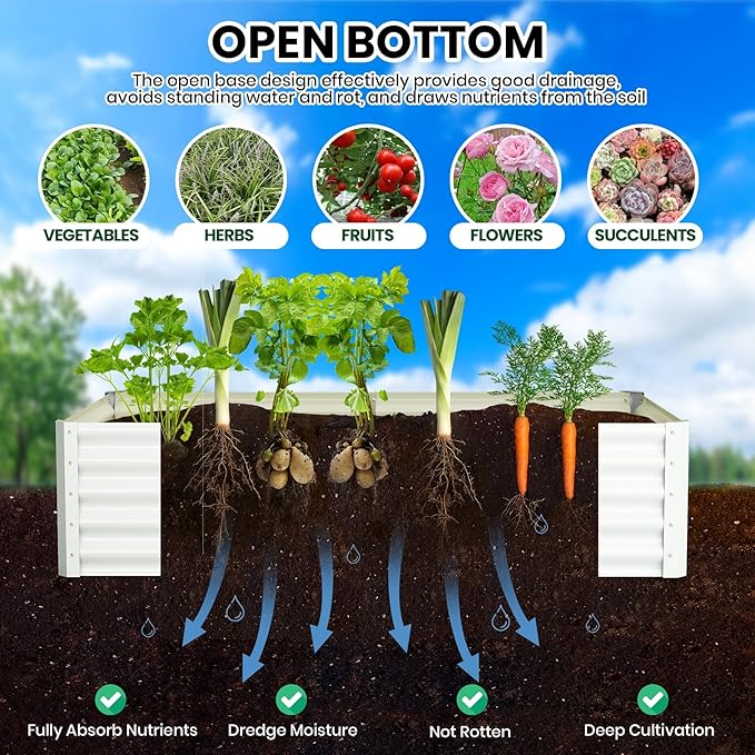 Large Outdoor Planter Boxes Kit Set of 2,6x3x1.5ft Galvanized Raised Bed Planter with Open-Ended Base Design, Elevated for Outdoor Plants, Durable Raised Bed for Gardening,Green-Ruum Studio Home