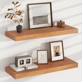 Floating Shelves for Wall, USA-Sourced Cherry Wood 24 Inch Wall Shelves Set of 2, Natural Wooden Wall Mounted Picture Ledge Shelf, Nursery Book Storage Shelf Kids Bookshelf, Display Shelf for Bathroom-Ruum Studio Home