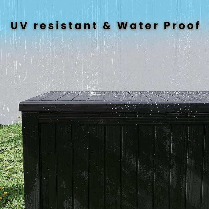 180 Gallon Double-Wall Resin Deck Box - Lockable Waterproof Outdoor Storage Box, 1000lbs Capacity & Doubles as Seating for Patio Furniture, Garden Tools, Pool Accessoriess (Black)-Ruum Studio Home