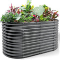 Land Guard 6x3x3ft Oval Galvanized Raised Garden Beds, Large-Capacity Metal Planter Box Outdoor, Durable Deep Raised Garden Bed 3ft Tall, Raised Beds for Gardening Vegetables, Modern Gray-Ruum Studio Home