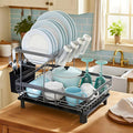 MOUKABAL Dish Drying Rack, 2 Tier Dish Rack, Large Dish Racks for Kitchen Counter, Dish Drainer with Removable Utensil Holder, Drainboard (Grey)-Ruum Studio Home