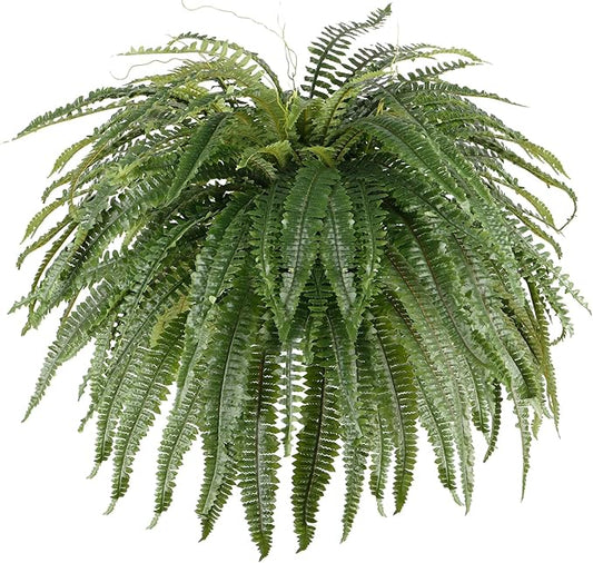 Single Silky 50" Artificial Fern Plant, Large Fake Fern with 100Fronds, Realistic Faux Boston Fern Bush for Outdoors & Indoor, Silk Greenery for Planter, Garden, Office, Home Décor-Ruum Studio Home