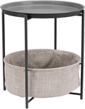 Amazon Basics Round Storage End Table, Side Table with Cloth Basket, Charcoal/Heather Gray, 17.7 x 17.7 x 18.9 in-Ruum Studio Home