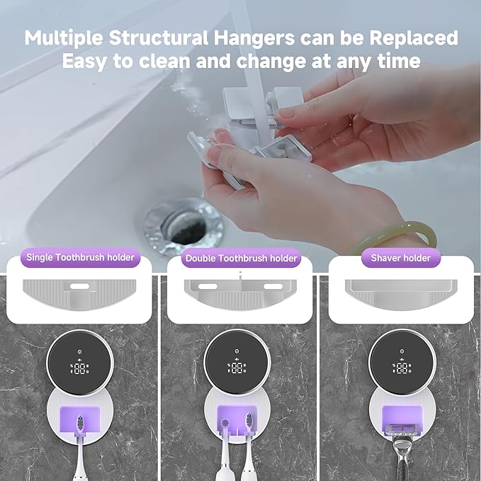 Toothbrush Holder and Cleaner Razor Holder and Dryer Auto Open/Close Cover Rechargeable Wall-Mounted Suitable for Most Toothbrushs-Ruum Studio Home