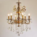 Vintage 6 Arms Crystal Chandelier Candle Light Fixture for Dining Room Living Room Bedroom Hallway Entryway Antique Gold Finish (23"-6 Lights)-Ruum Studio Home