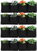 Atyhao Vertical Hanging Outdoor Wall Planter 4Pcs 4 Pocket Plant Grow Bag Wall Mounted Reusable Degradable Felt Garden Planter Herbs, Succulents Artificial Pl or Flowers. (Black)-Ruum Studio Home