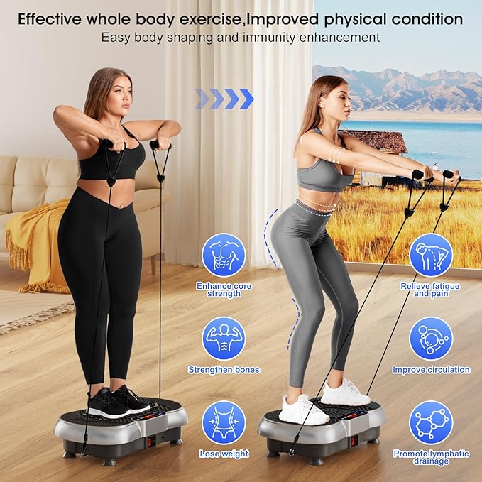 Vibration Plate Exercise Machine, 180 Speed Levels Vibration Plate for Lymphatic Drainage, Whole Body Workout Vibrating Fitness Platform, Effective for Weight Loss, Shaping, Toning & Wellness-Ruum Studio Home
