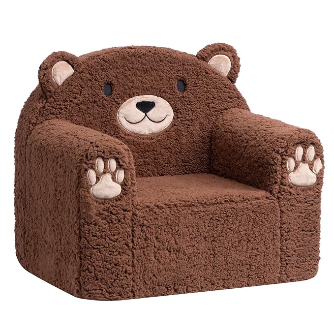 ALIMORDEN Animal Series Kid's Chair, Ultra-Soft Comfy Foam Filled Toddler Sofa Chair, Cute Animal-Shaped Design Toddler Couch, Lightweight Birthday for Boys & Girls (Brown Bear)-Ruum Studio Home