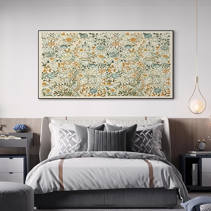 SIGNWIN 36"x72" Extra Large Framed Wall Art Vintage Botanical Floral with Golden and Teal Leaves, Elegant Nature Illustration for Home Living Room Bedroom Decor (Frame Assembly Required)-Ruum Studio Home