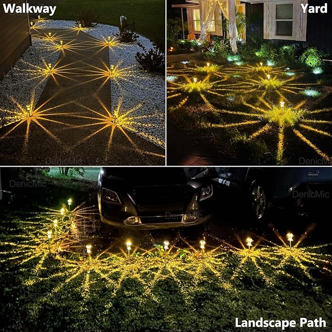 DenicMic Solar Lights Outdoor 10 Pack Waterproof 3000K Warm White LED Acrylic lamp Head Stainless Steel Stake for Landscape Lighting Path Walkway Sidewalk Backyard Patio Decor-Ruum Studio Home