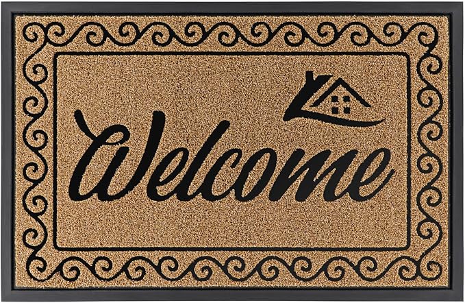 Yimobra Welcome Mat, Heavy Duty Sturdy Door Mats for Home Entrance Outdoor Indoor, Front Doormat for Outside Patio Floor Entry Porch Garage Office, Waterproof, Low Profile, 47X32 Inches, Yellow-Ruum Studio Home