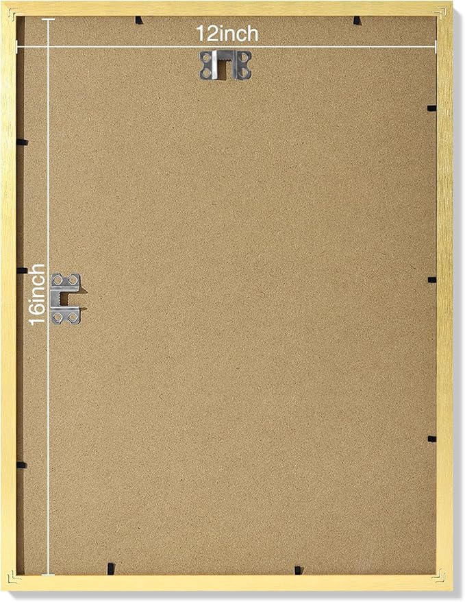 Vittanly 12x16 Picture Frames Set of 9, Shatter Resistant Plexiglass, Display 11x14 Pictures with Mat or 12x16 without Mat, Photo Frames for Wall Mount, Engineered Wood, Gold-Ruum Studio Home