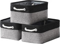 TheWarmHome Storage Basket for Organizing - 14x10x7 inch Medium 3 Pack Collapsible Storage Bin for Shelves with Rope, Fabric Storage Cubes for Organizer Cloth Gift Toy Closet (Black & Grey)-Ruum Studio Home