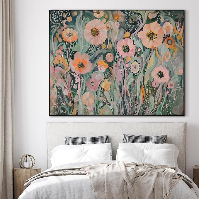 SIGNWIN 36"x46" Extra Large Framed Wall Art Whimsical Garden Bloom, Colorful Abstract Floral for Home Living Room Bedroom Decor (Frame Assembly Required)-Ruum Studio Home