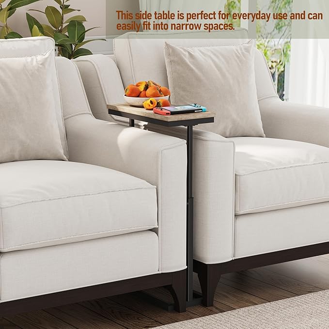 TUTOTAK End Table, Side Table, Tall Couch Table, Sofa Table, Living Room, Bedroom, Greige TB01BG083-Ruum Studio Home