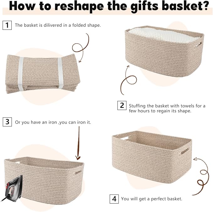 OIAHOMY Storage Basket for Shelves, Closet Cube Storage Bins Baskets for Clothes Blanket Towels, Baby Nursery, Toy Baskets Box, Woven Rope Basket, 17.72*12.99*7.87 IN, 2 Packs Brown-Ruum Studio Home