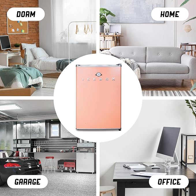 IBCR25BLS Compact, Energy Star Certified Small, Single Door Mini Fridge with Freezer Refrigerator, Large (2.5 cu ft), Blush Red-Ruum Studio Home