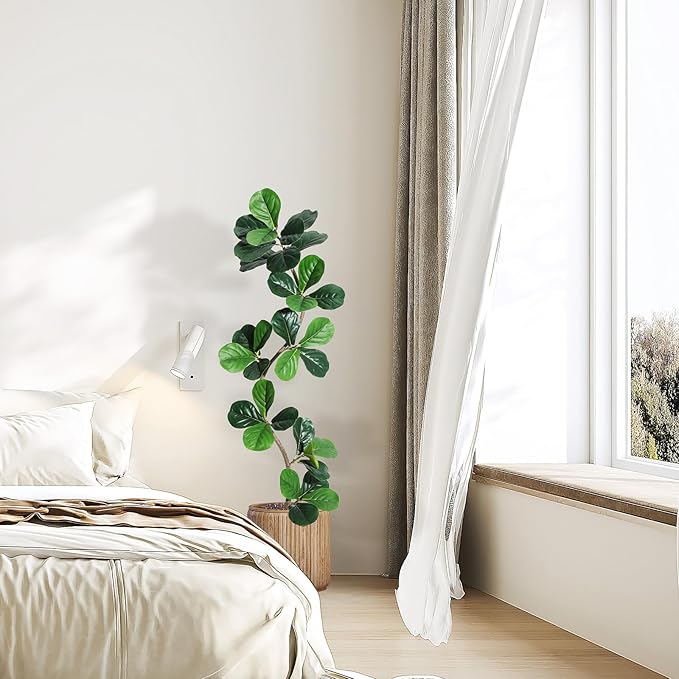 GarveeHome Fiddle Leaf Fig Artificial Tree with White Planter,5ft Faux Plants Indoor with Moss, Fake Rubber Tall Fake Floor Plant in Pot - Artificial Trees for Home Office Living Room Decor-Ruum Studio Home