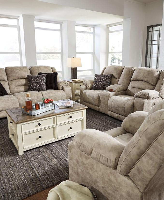 Signature Design by Ashley Bolanburg Farmhouse Lift Top Coffee Table with Drawers, Antique Cream & Brown-Ruum Studio Home