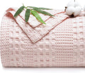 PHF Cooling Waffle Blanket King Size, Lightweight 60% Rayon Derived from Bamboo & 40% Cotton Breathable Blanket for Hot Sleepers, Soft and Luxury for Bed Couch and Sofa, 104"x90", Pink-Ruum Studio Home
