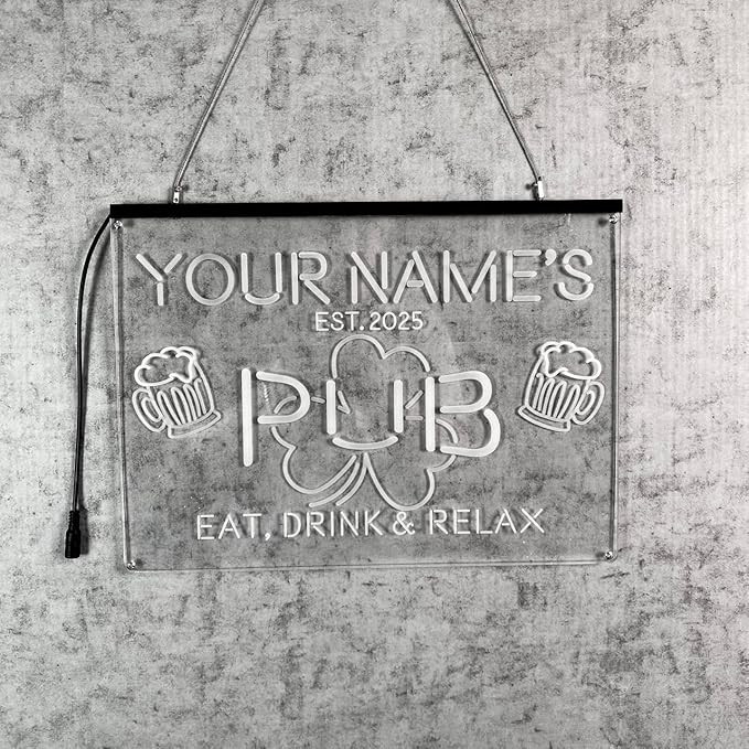 Personalized Bar Signs with Your Name for home wall light up with personalized pub name, man cave accessories, beer themed neon customizable lighted sign-Ruum Studio Home