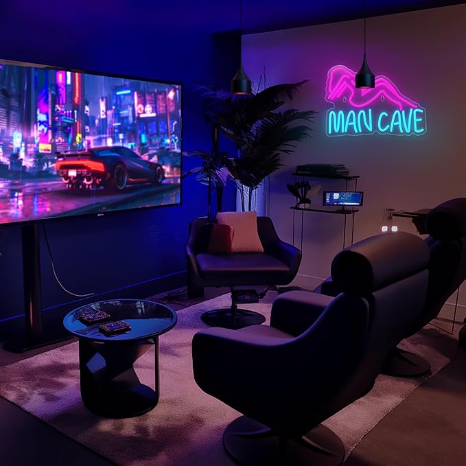 Man Cave Neon Signs Man Cave Neon Lights Sign USB Powered Dimmable LED Light for Bedroom Game Room Bar Pub Club Wall Decor Party-Ruum Studio Home