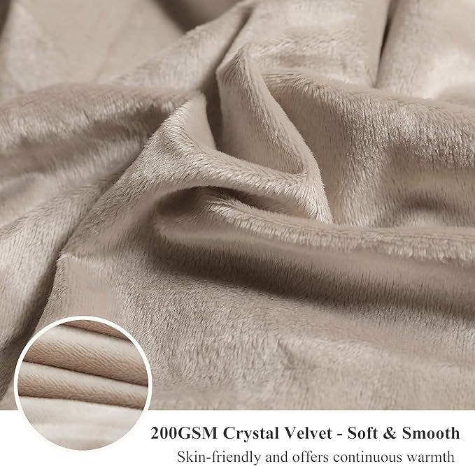 XeGe Luxury Faux Fur Throw, Soft 50x60 Fluffy Blanket, Shaggy Plush Decorative Couch Blanket, Winter Fall Cute Fuzzy Furry Lap Throw for Office Bedroom Living Room Khaki-Ruum Studio Home