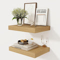 12 Inch Deep Floating Shelves, 16 x 12 Floating Shelf for Books, Rustic Wood Deep Wall Shelves for Home Storage & Display, 2" Thicked Shelves for Kitchen, Living Room, Bedroom, Oak Color, 2 Pack-Ruum Studio Home