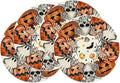 XCHI Spooky Skeleton Ghost Pumpkin Halloween Round Placemats Set of 4 Table Mats for Party Home Kitchen Dining Table Decorations 14x14 Inch-Ruum Studio Home