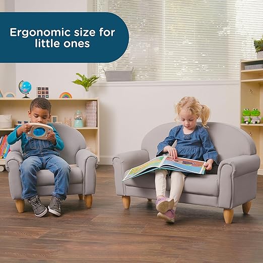 Children's Factory As We Grow Chair and Couch, Flexible Seating for Daycare or Preschool, Kids Reading Couch, Playroom Furniture, Gray-Ruum Studio Home