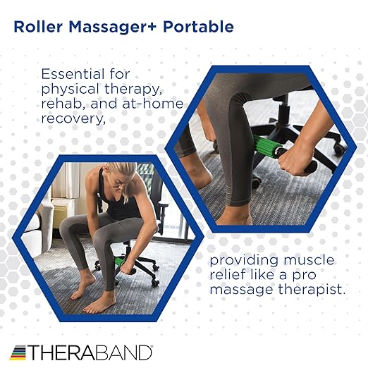 THERABAND Roller Massager +, Portable Muscle Rolling Stick with Retractable Handles for Self-Myofascial Release, Deep Tissue & Trigger Point Massage, Gifts for Runners, Athletes, Crossfit-Ruum Studio Home
