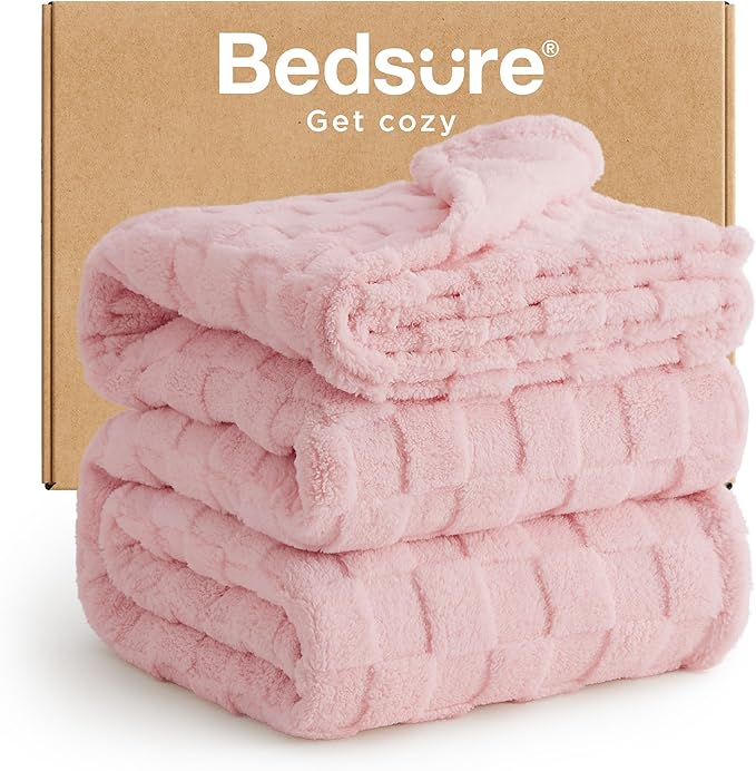 Bedsure GentleSoft Blankets Queen Size for Bed - Super Soft Cozy Blanket for Women Men Girls, Large Fuzzy Fleece Throw for Bedroom Decor, Blush Pink, 90x90 Inches-Ruum Studio Home
