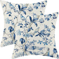 CXMEIFLY Navy Blue Spring Floral Pillow Covers 18 x 18 Inch Set of 2 for Chinoiserie Flowers Bird Decor Throw Pillows Vintage Plant Outdoor Decorative Cushion Cases for Couch Bed Decorations-Ruum Studio Home