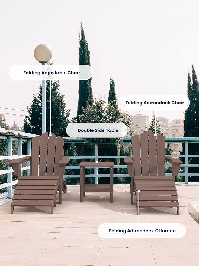 KINGYES Folding Adirondack Ottoman for Adirondack Chair, Coffee-Ruum Studio Home