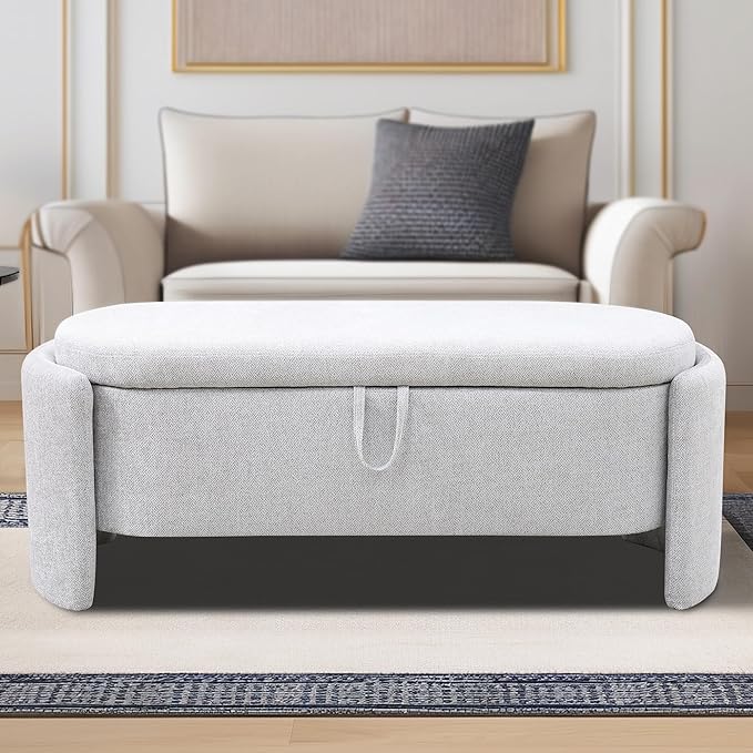 Ottoman Rectangular Storage Ottoman Bench, Footrest Stool Footstool with Lid for Living Room, Bedroom, Entryway, Brown, 47"x17"x18"-Ruum Studio Home