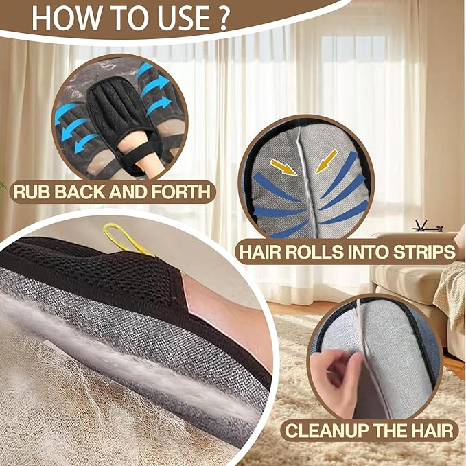 Upgraded Pet Hair Remover Glove - Reusable Electrostatic Five-Finger Gloves for Cat/Dog Hair Removal on Furniture, Carpet & Clothes-Ruum Studio Home