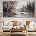 HGUAOA Mountain Canvas Wall Art Rustic Lake Landscape - Nature & Forest Scenery Paintings Pictures for Living Room & Bedroom Wall Decor Vintage Artwork for Walls-Ruum Studio Home