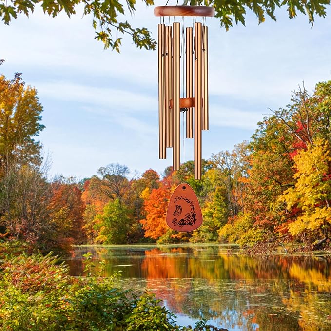 Wind Chimes for Outside, 32" Butterfly Windchime for Outdoor, Butterfly Gifts for Mom Sister, Garden Patio Gift Ideas for Women Friend Co-Worker (Golden)-Ruum Studio Home