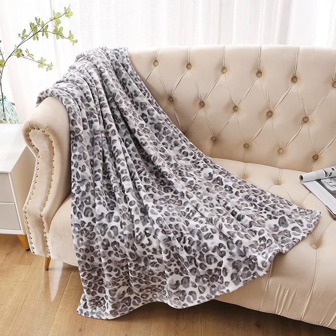 MERRYLIFE Cheetah Throw Blanket for Couch | Soft Decorative Ultra-Plush Colorful| Throw Size Travel Blanket Plush|(50" 60", Snow Leopard)-Ruum Studio Home