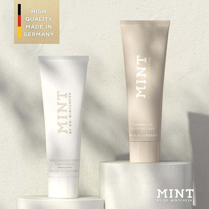 Mint Day & Night Toothpaste Set (2X 85ml) – with & Without Fluoride – MPT1 Ultra Polish Technology with Perlite – Natural Whitening, Gentle Low Abrasion, Vegan, Microplastic-Free, Mor-Ruum Studio Home