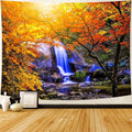 Delur Waterfall Tapestry Forest Nature Scenic Tree Mountain Sunset Tapestry Wall Hanging Natural Landscape Sunrise Headboard for Bedroom Living Room Home Decor (70.8" x 92.5")-Ruum Studio Home