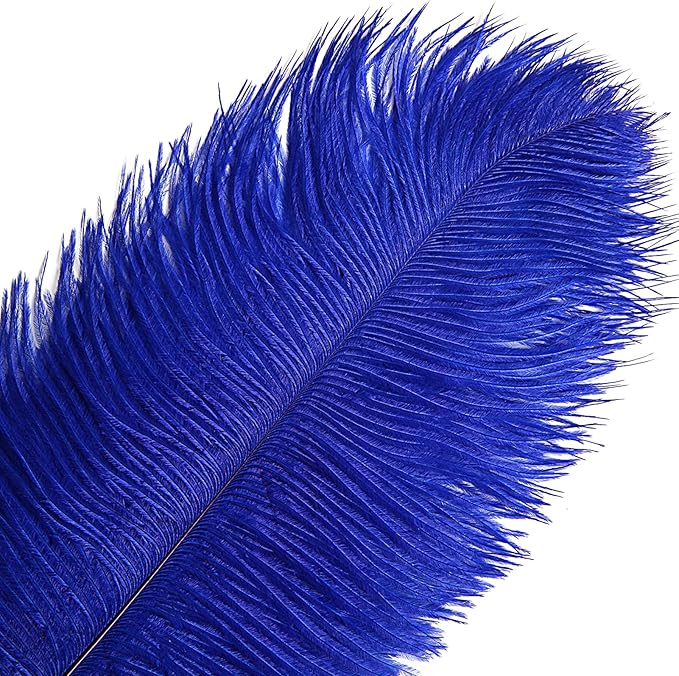 THARAHT Blue Ostrich Feathers 12pcs Large Natural Bulk 16-18Inch 40cm-45cm for Wedding Party Centerpieces Halloween and Home Decoration Feathers-Ruum Studio Home