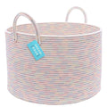 OrganiHaus Toy Storage Basket for Kids, Large Cotton Rope Organizer Bin for Nursery, Toy Box, Blanket Holder, Baby Hamper for Living Room, Soft & Washable, 20x13 inches - Rainbow-Ruum Studio Home