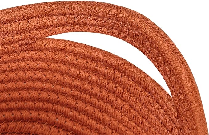 Shelf Storage Baskets for Organizing|Decorative Basket for Closet Storage|Toy Baskets&Bins|Small Woven Rope Baskets-13x8.66x5.11’’,Durable&Stylish,Oval 3 Packs Brick Red-Ruum Studio Home