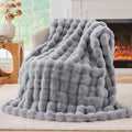 BENVWE Fluffy Faux Fur Throw Blanket for Couch, Soft Plush Thick Cozy Fuzzy Luxury Minky Bubble Blanket for Home Living Room Decor Gift for Women, Light Grey, 51" x 63", 1100GSM-Ruum Studio Home
